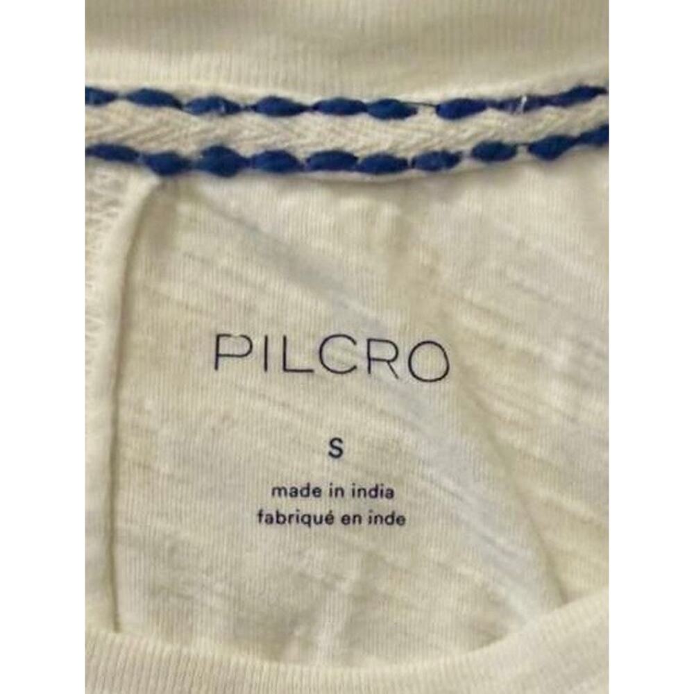 Pilcro Anthropologie The Bennie Slim Crew Neck Cotton-Slub Embroidered Tee Top S - Picture 5 of 9